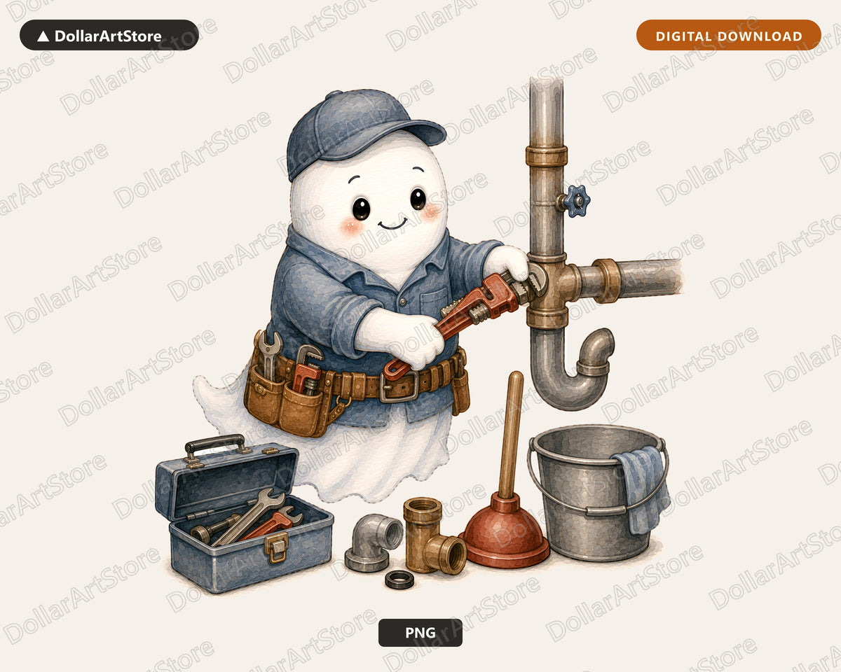 Plumber Ghost PNG, Sublimation Design, Shirt Design Digital Download
