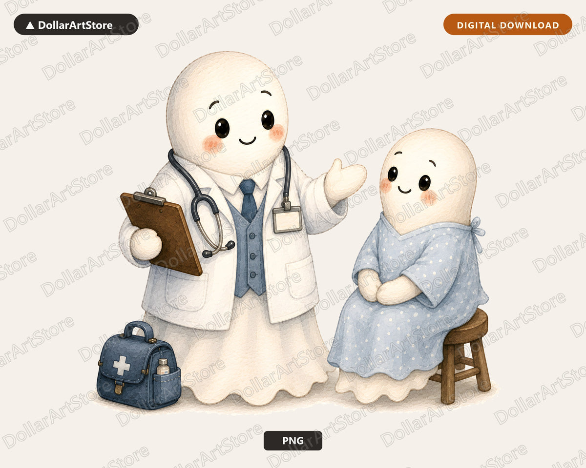 Cute Ghost Doctor PNG, Sublimation Design, Shirt Printable Digital Download