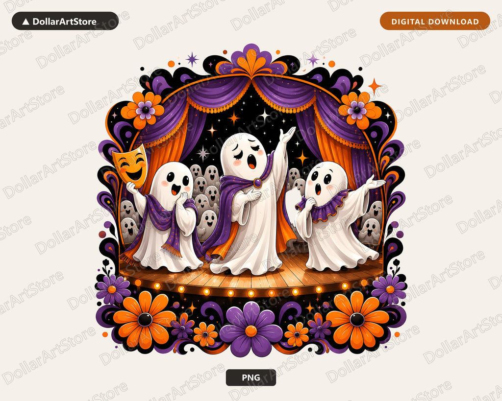 Cute Halloween Ghost PNG, Sublimation Design, Shirt Design Digital Download