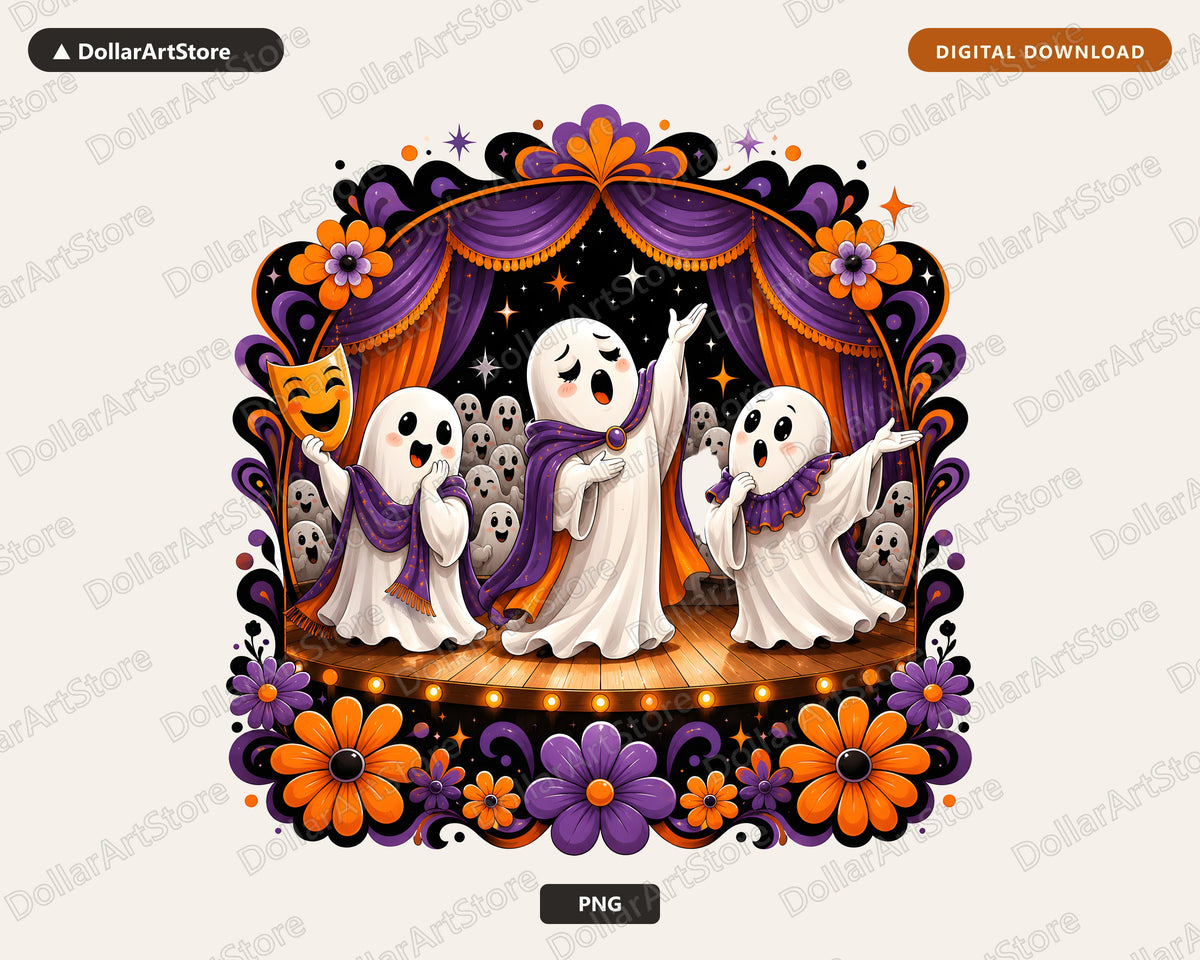 Cute Halloween Ghost PNG, Sublimation Design, Shirt Design Digital Download