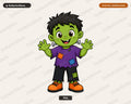 Cute Halloween Frankenstein Kid PNG, Sublimation Design Shirt Download
