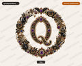 Halloween Monogram Letter Q PNG, Ornate Gothic Design, Sublimation Shirt Digital Download