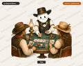Western Cowboy Ghost PNG Sublimation Design, Poker Game Shirt Design Digital Download