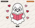 Bookish Ghost PNG, Cute Reading Design, Sublimation Shirt Download