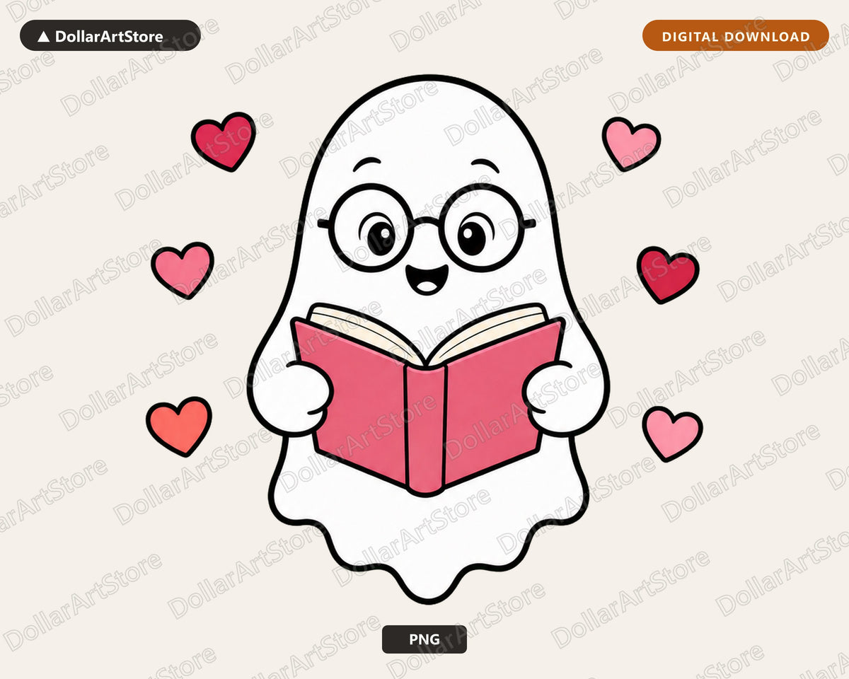 Bookish Ghost PNG, Cute Reading Design, Sublimation Shirt Download