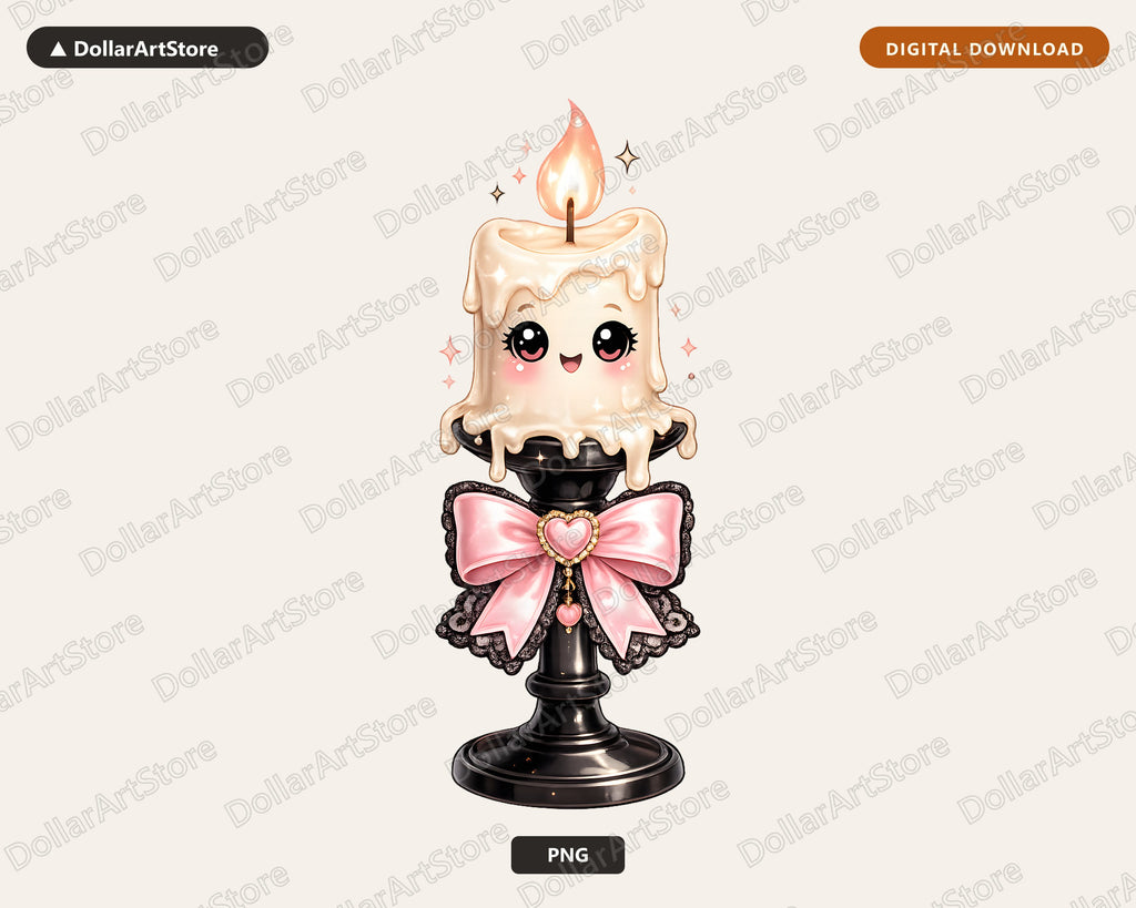 Coquette Halloween Candle PNG, Cute Character Design, Sublimation Shirt Design
