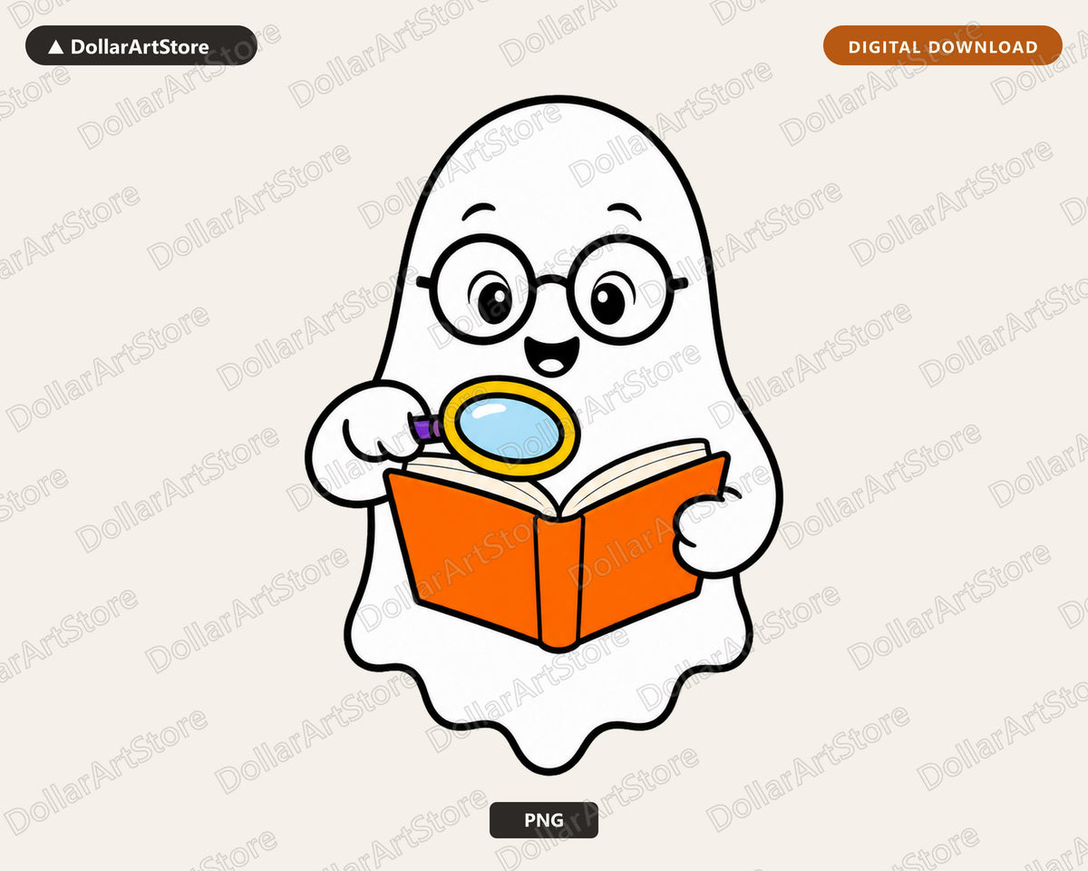Bookish Ghost PNG, Cute Halloween Design, Sublimation Shirt Download