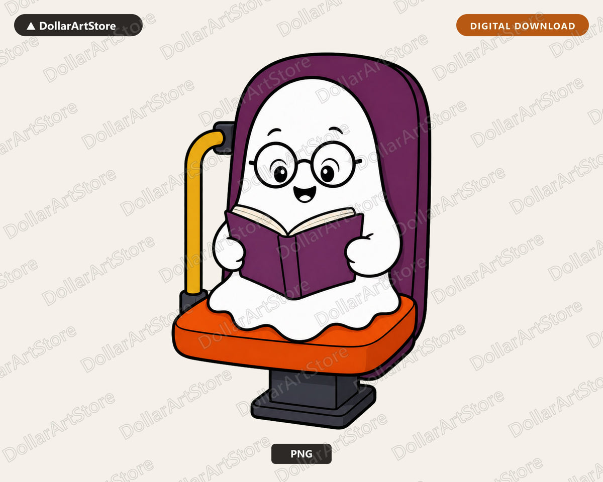 Bookish Ghost PNG, Cute Reading Character Design, Shirt & Tumbler PNG