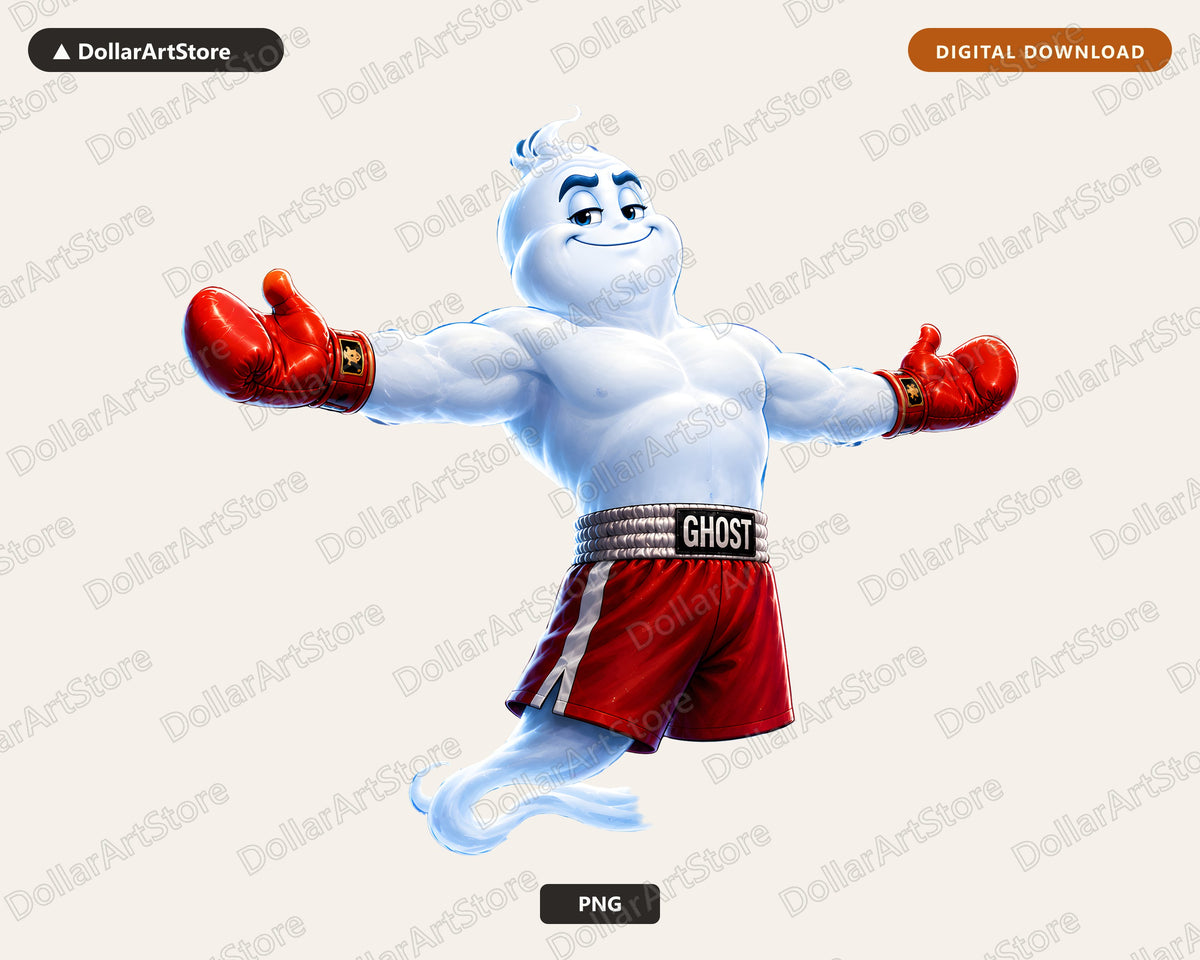 Boxer Ghost PNG, Sublimation Design, Shirt Design Digital Download
