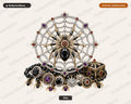 Gothic Spider Web Crown PNG, Jeweled Halloween Design, Sublimation Shirt Print