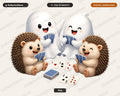 Cute Halloween Ghost & Hedgehog PNG, Game Night Sublimation Design, Digital Download