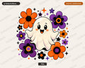 Cute Halloween Ghost PNG, Flower Sublimation Design, Shirt & Tumbler Print