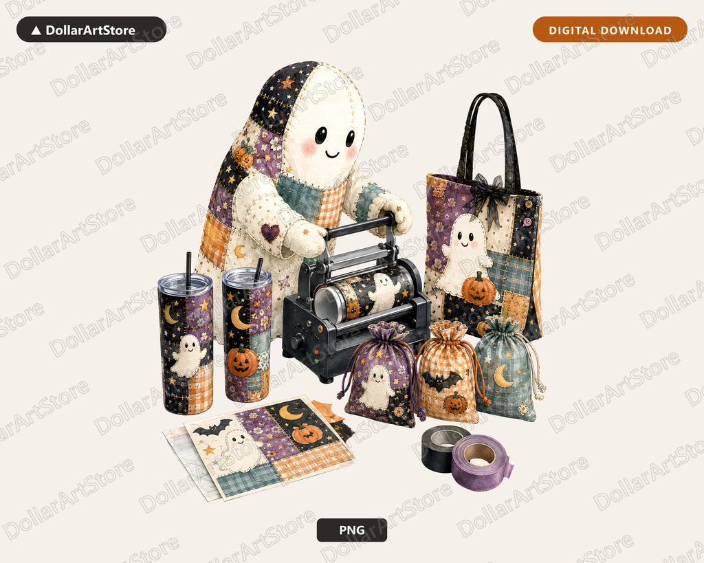 Crafting Ghost PNG Sublimation Design, Halloween Tumbler & Shirt Design