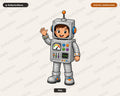 Cute Robot Kid PNG, Cartoon Character Design, Sublimation Shirt Print Download