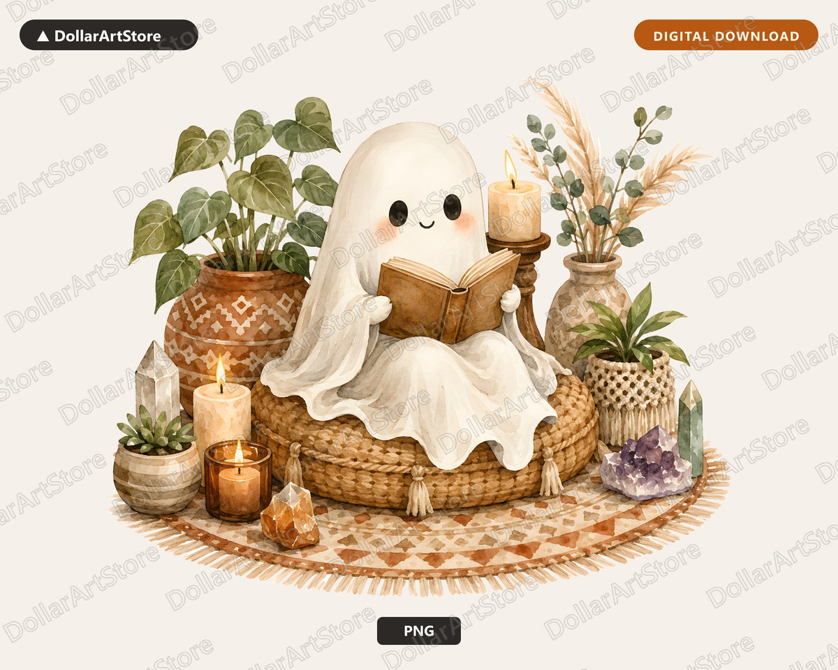 Boho Ghost PNG, Witchy Sublimation Design, Cozy Halloween Shirt Print