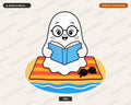 Bookish Ghost PNG, Summer Beach Reading, Sublimation Design Download