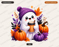 Cute Halloween Ghost PNG, Fall Pumpkin Design, Sublimation Shirt Download