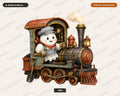 Steampunk Ghost Cowboy PNG, Western Train Design, Sublimation Print Download