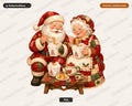 Santa & Mrs Claus PNG, Patchwork Christmas Design, Sublimation Shirt Design