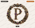 Halloween Monogram Letter P PNG, Gothic Sublimation Design, Shirt Print Digital Download