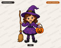 Cute Witch Kid PNG, Halloween Costume Design, Sublimation Shirt Download