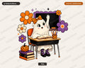 Cute Halloween Ghost PNG, School Desk Design, Sublimation Download