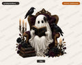 Bookish Ghost PNG, Dark Academia Sublimation Design, Halloween Shirt Design Digital Download
