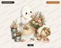 Cute Ghost PNG Sublimation Design, Florist Ghost Shirt, POD Digital Download