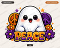 Cute Halloween Ghost PNG, Peace Sublimation Design, Digital Download