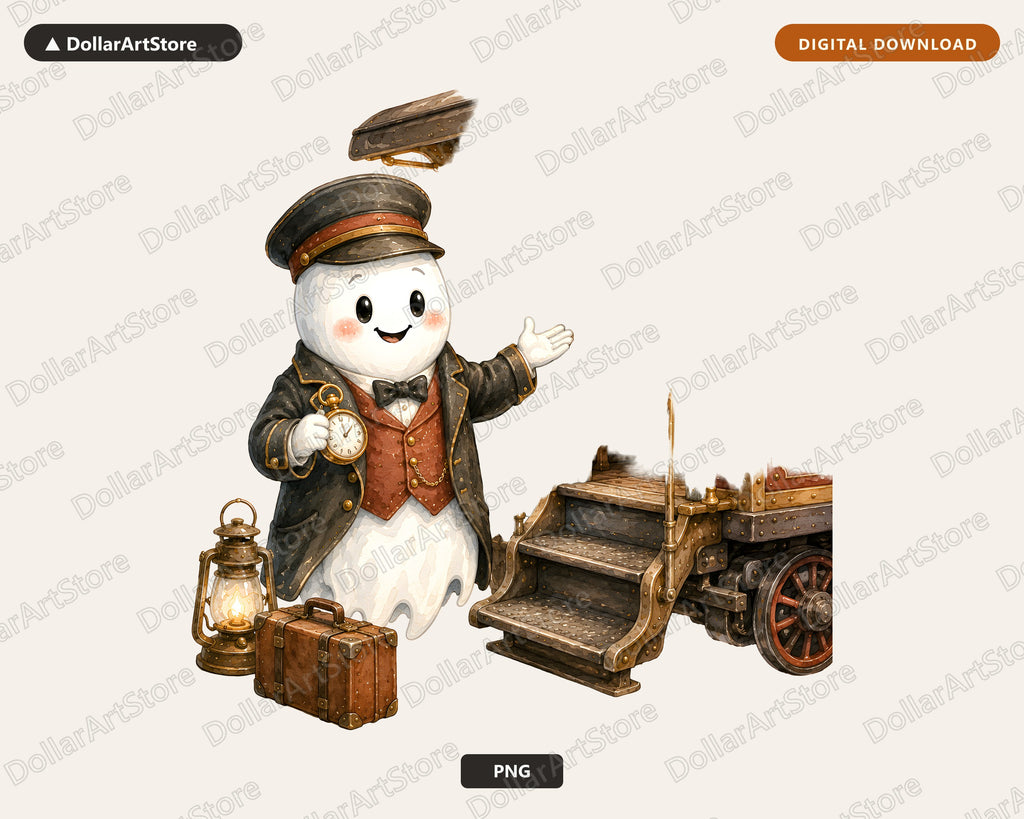 Steampunk Ghost PNG, Sublimation Design, Shirt & Tumbler Digital Download