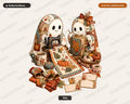 Crafting Ghosts PNG, Autumn Sewing Design, Sublimation Digital Download