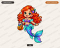 Mermaid Girl Halloween PNG, Sublimation Design, Shirt & Tumbler Digital Download