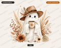 Boho Ghost PNG, Autumn Sublimation Design, Fall Shirt Design Digital Download