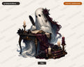 Bookish Ghost PNG, Gothic Dark Romance Sublimation Design, Digital Download
