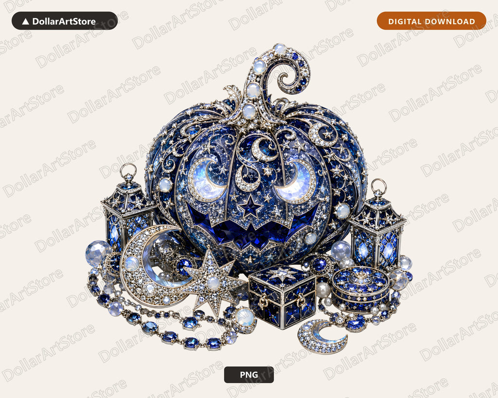Gothic Celestial Pumpkin PNG, Luxury Halloween Sublimation Design, Shirt Print Download