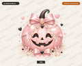 Coquette Halloween PNG, Pink Pumpkin Sublimation Design, Shirt Design Digital Download