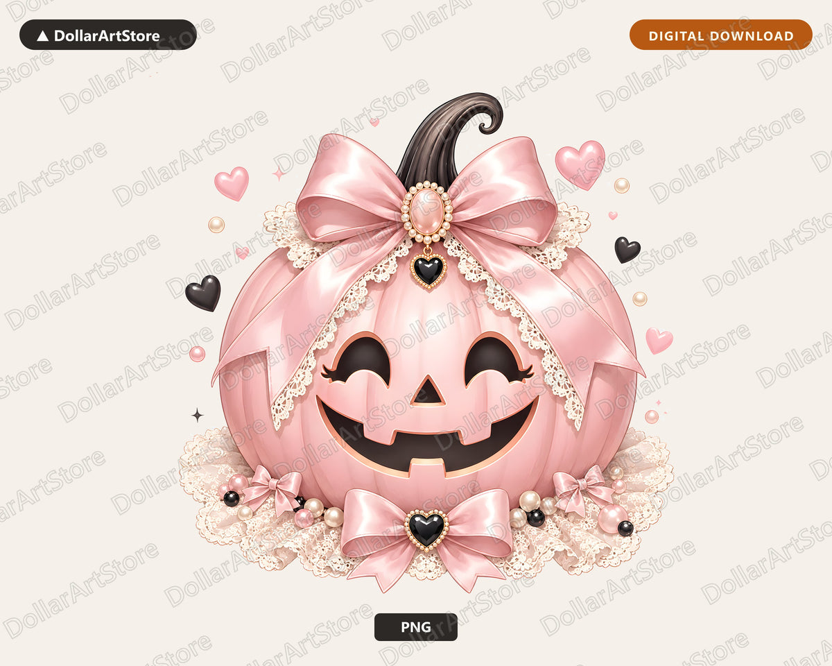 Coquette Halloween PNG, Pink Pumpkin Sublimation Design, Shirt Design Digital Download