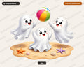 Cute Beach Ghosts PNG, Sublimation Design, Halloween Shirt Design Digital Download