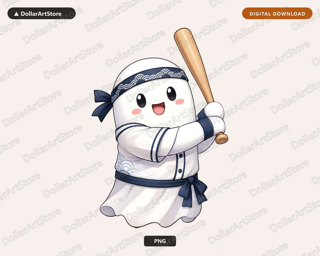 Cute Baseball Ghost PNG, Sublimation Design, Halloween Shirt Design