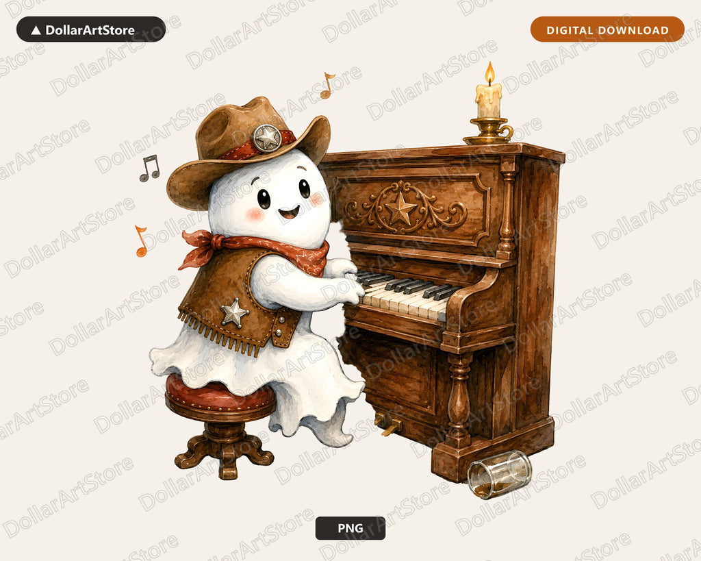Western Cowboy Ghost PNG, Sublimation Design, Shirt Design Digital Download