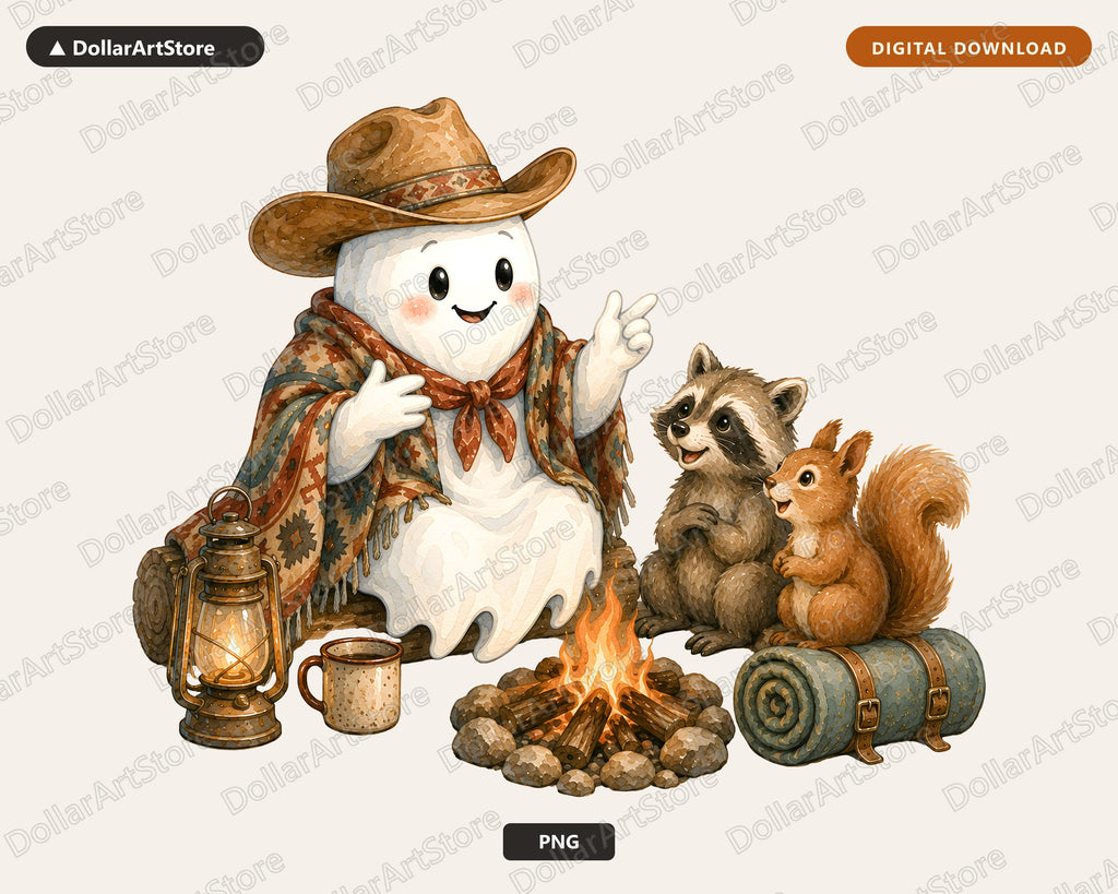 Western Cowboy Ghost PNG, Sublimation Design, Shirt & Tumbler Digital Download