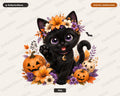 Black Cat Halloween PNG, Sublimation Design, Shirt Design Digital Download