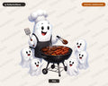 Cute Halloween Ghost Chef PNG, Sublimation Design, Shirt Print Digital Download