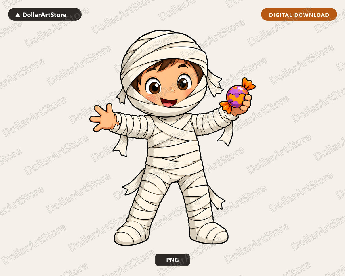 Cute Mummy Halloween Costume PNG, Sublimation Design, Kids Shirt Design Digital Download