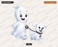 Cute Halloween Ghost PNG, Friendly Ghost Dog Digital Download Sublimation Design