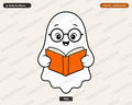 Bookish Ghost PNG, Cute Reading Character, Sublimation Design Digital Download