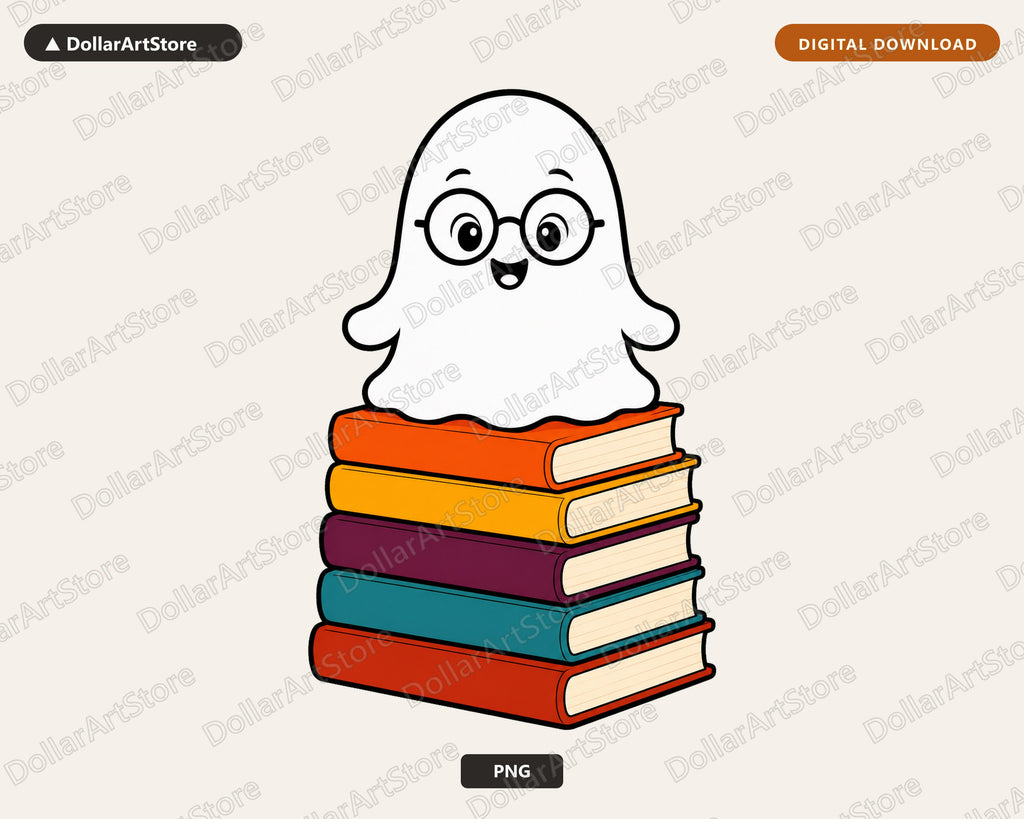 Bookish Ghost PNG, Cute Reading Design, Sublimation Download