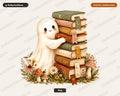Bookish Ghost PNG, Whimsical Library Design, Sublimation Download