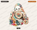 Crafting Ghost PNG, Embroidery Art Sublimation Design, Cute Ghost Shirt PNG