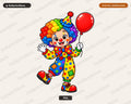 Cute Clown PNG, Kids Party Sublimation Design, Instant Digital Download